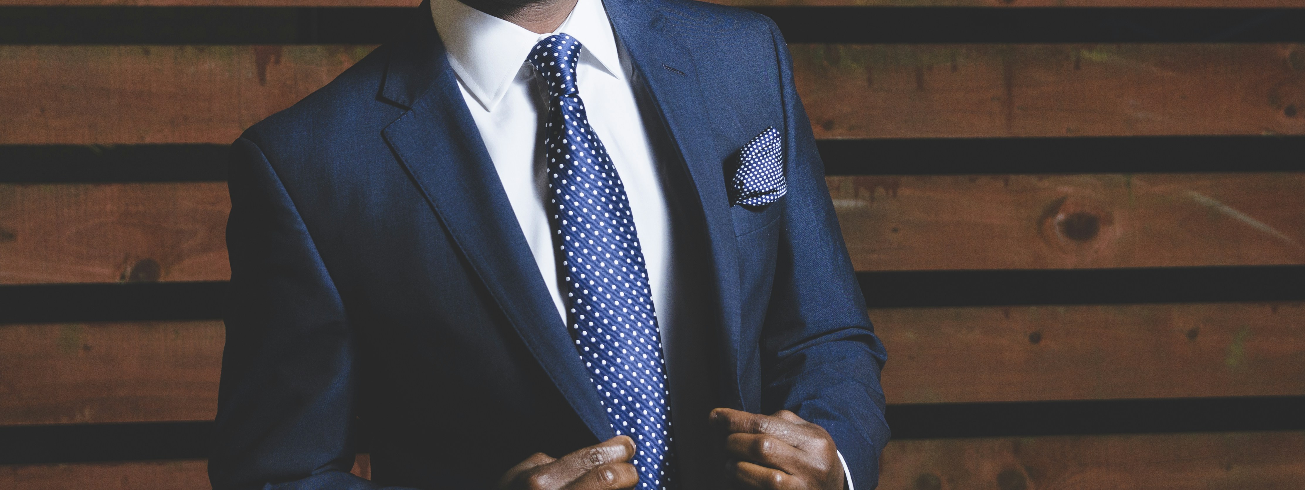 Man wearing blue suit